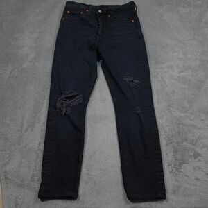 Levis 501 Jeans Womens 26 Black Denim Button‎ Fly Premium Casual Distressed